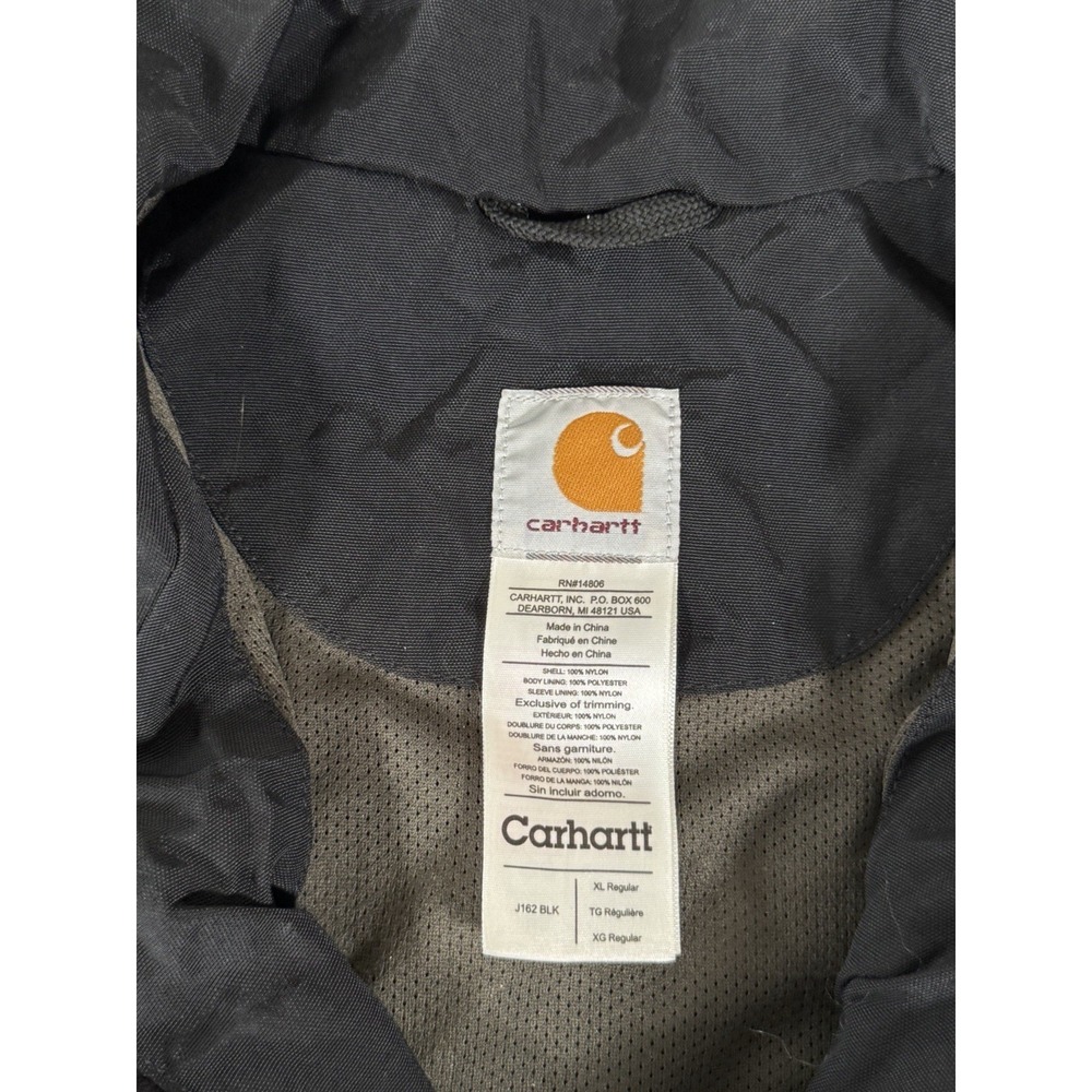 Carhartt Storm Defender Rain Jacket Mens XL Black Waterproof Dry J162 - Picture 10 of 16